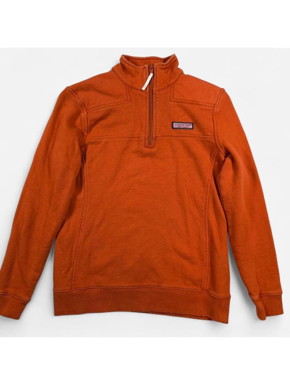 Vineyard Vines Shep Shirt Quarter Zip Womens XS Orange Preppy Coastal Collegiate
